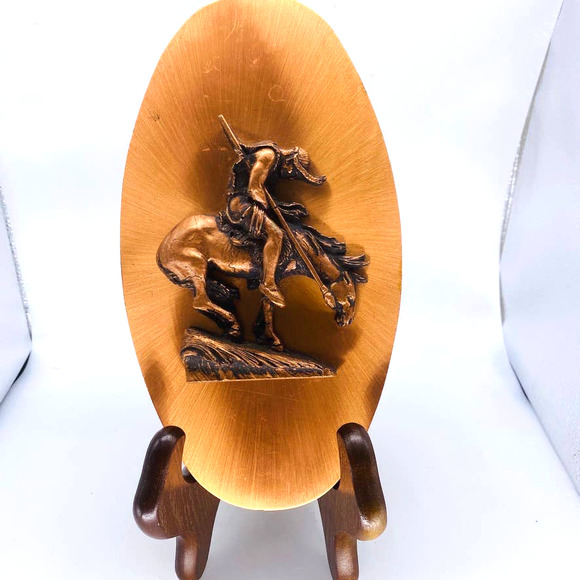 Vintage 3-D Wall Plaque Copperama End of Trail Signed by Victor Copper Art - Picture 1 of 8